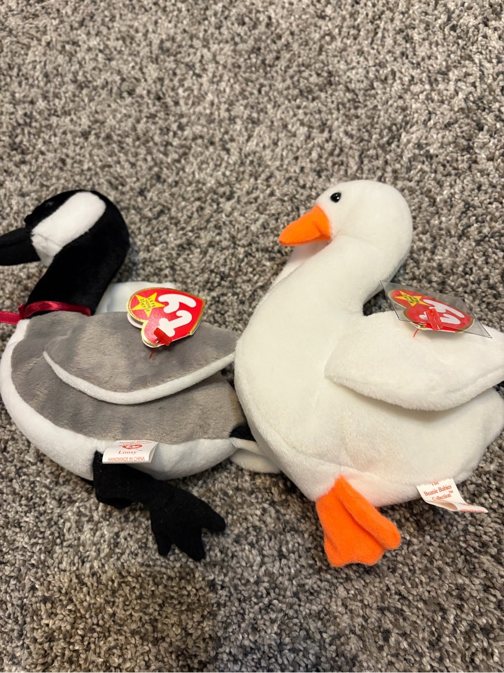Lot of 2 vintage TY beanie babies Gracie & Loosy swan and goose